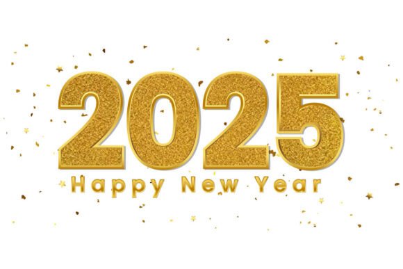 2025 New Year Gold Glitter Confetti Graphics & Illustrations