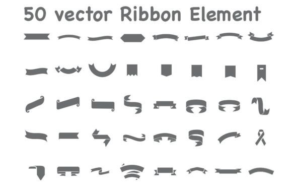 50 Ribbon Vector Elements: Graphics & Illustrations