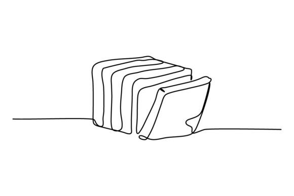 Bread Slice One Continuous Line Graphics & Illustrations