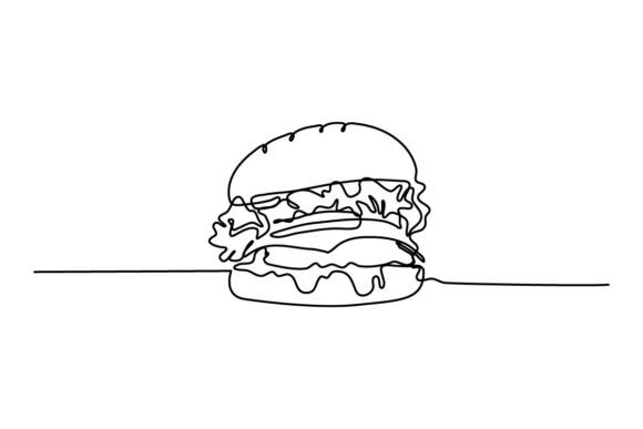 Burger One Continuous Line: Clean Graphics & Illustrations for Content Publishers