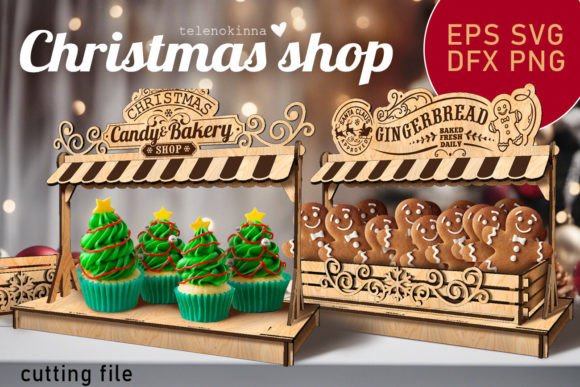 Christmas Shop SVG for Laser Cutting & Winter Amp