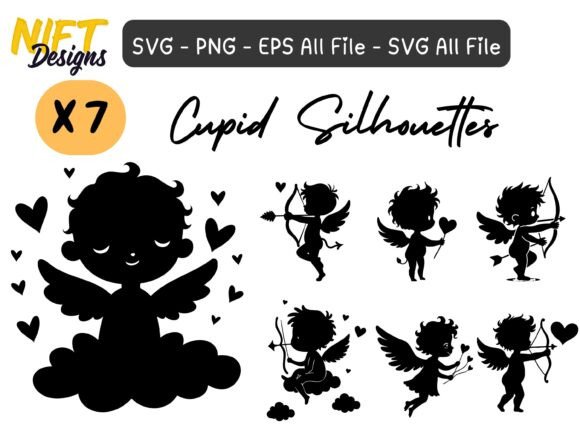 Cupid Silhouettes SVG: Romantic Graphics & Illustrations