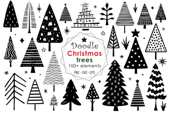 Doodle Christmas Trees: Graphics & Illustrations Review