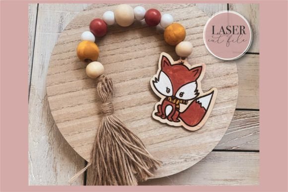 Fox Beaded Garland Tag Cut File: Laser Cutting Home Decor
