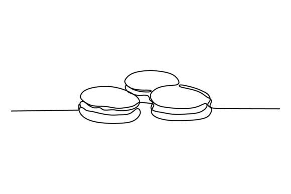 Macaron Cookie One Continuous Line Graphics & Illustrations