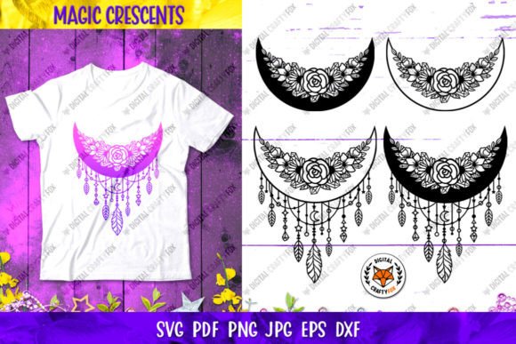 Moon Dream Catcher SVG, Half Moon SVG