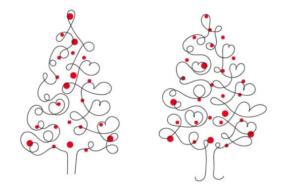 One Line Christmas Tree with Hearts: Graphics & Decor Review