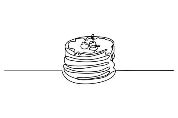 Pancake One Continuous Line Graphics & Illustrations