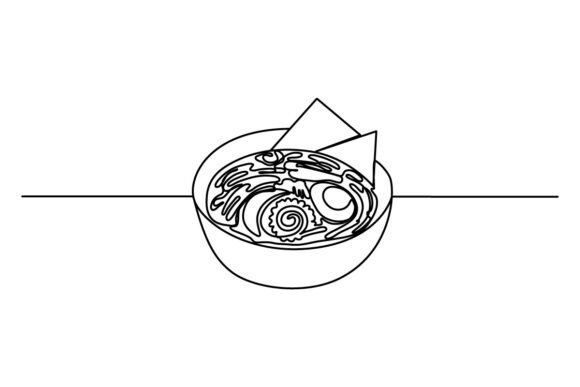Ramen Noodles One Continuous Line Graphics & Illustrations