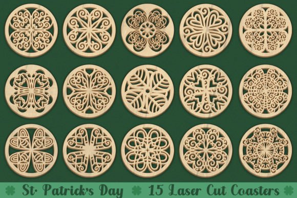 St Patricks 15 Laser Cut Ornaments Coasters