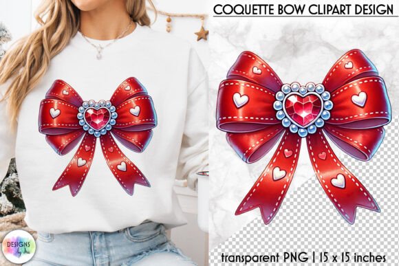 Valentine’s Day Coquette Bow Clipart: Graphics & Illustrations