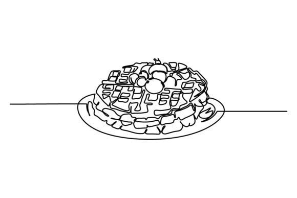Waffle One Continuous Line: Graphics & Illustrations for Editorial Polish