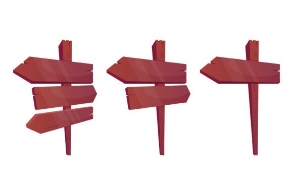 Wooden Direction Sign Clipart: Graphics & Illustrations
