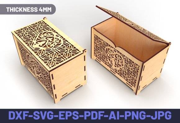 Wooden Heart Box Laser Cutting Design for Gift Boxes